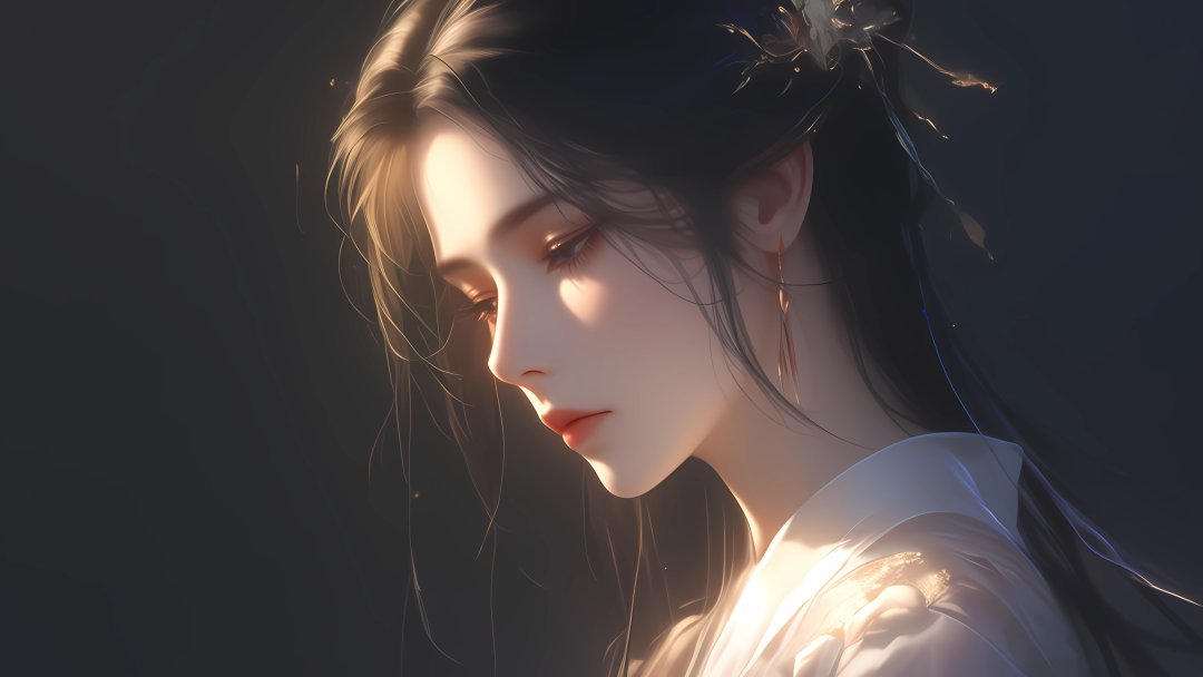 古风低眉侧颜美人4K壁纸