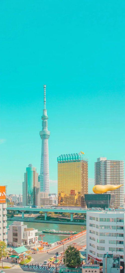 东京晴空塔城市手机壁纸 日本东京天际线隅田川