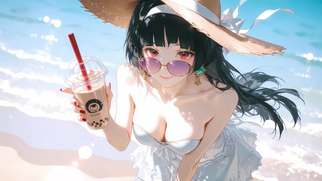 绝区零耀嘉音动态壁纸 夏日海滩泳装珍珠奶茶