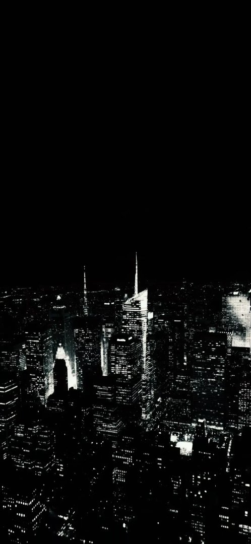 黑白城市夜景手机壁纸 摩天楼俯瞰电影感竖屏背景