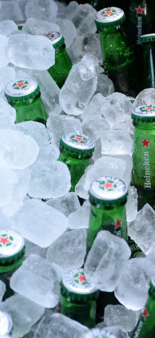 夏日冰爽清凉喜力啤酒+冰块手机壁纸