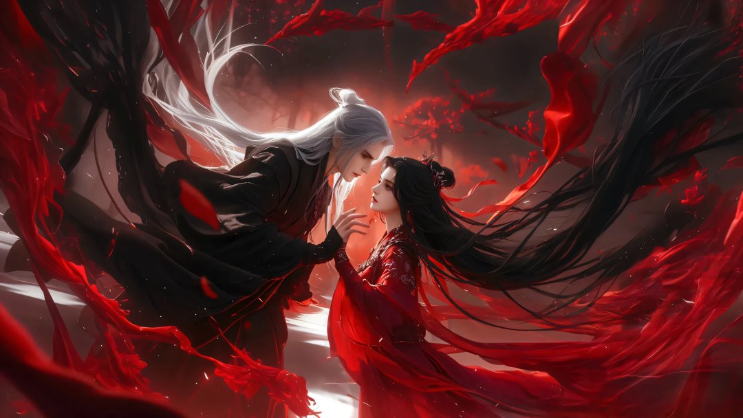 仙逆王林李慕婉4K壁纸 红衣白发虐恋3840×2160高清桌面背景