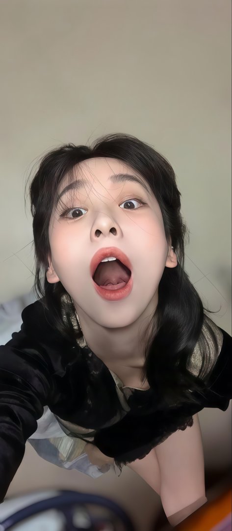 惊讶表情美女手机壁纸 口腔检查俏皮特写1575×3600竖屏高清壁纸