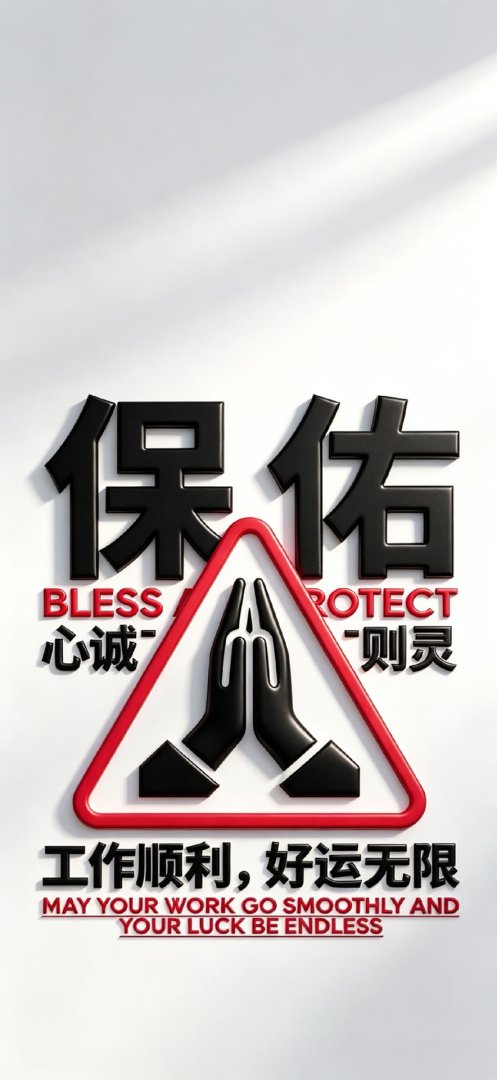 保佑工作顺利好运手机壁纸 心诚则灵立体字884×1920竖屏高清壁纸