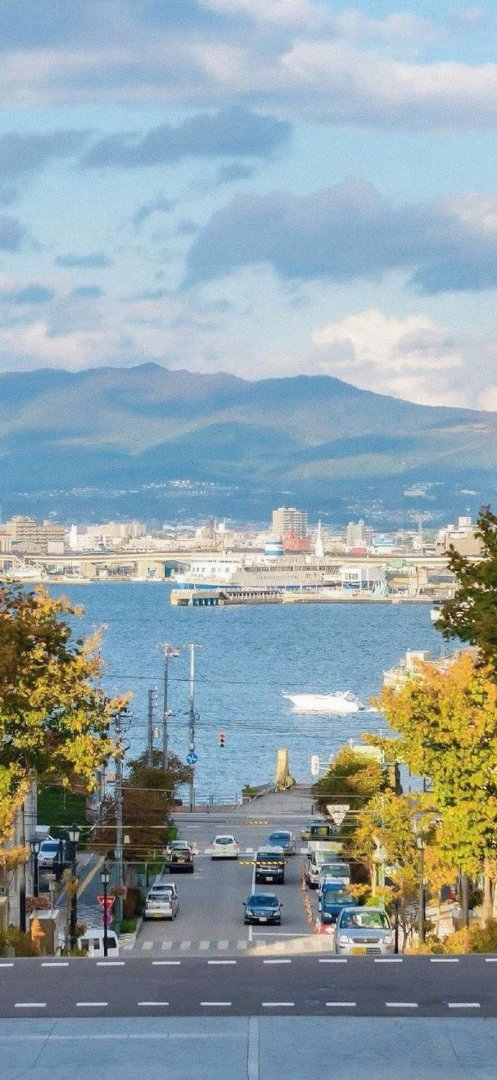 日本函馆坡道港口手机壁纸 日系治愈街景884×1920竖屏高清壁纸